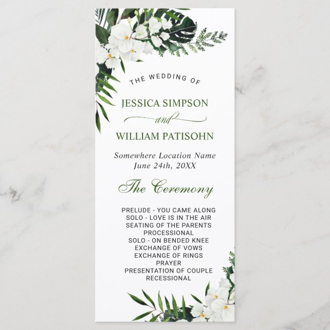 Elegant Watercolor Eucalyptus Wedding Ceremony Programme (Front)