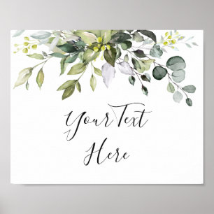 Elegant Watercolor Eucalyptus Wedding Custom Sign