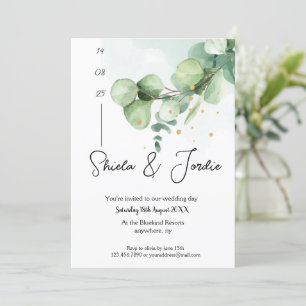 Elegant Watercolor Eucalyptus Wedding Invitation
