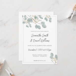 Elegant Watercolor Eucalyptus Wedding Invitation