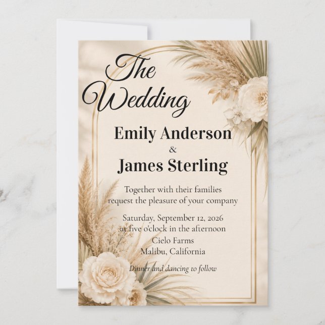 Elegant Watercolor Eucalyptus Wedding Invitation (Front)