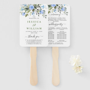 Elegant Watercolor Eucalyptus Wedding Program Hand Fan