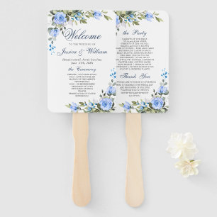 Elegant Watercolor Eucalyptus Wedding Program Hand Fan