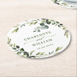 Elegant Watercolor Eucalyptus Wedding Round Round Paper Coaster<br><div class="desc">For further customisation,  please click the "Customise" button and use our design tool to modify this template. For further customisation,  please click the "customise further" link and use our design tool to modify this template. 
 If you need help or matching items,  please contact me.</div>