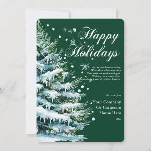 Elegant Watercolor Evergreen Corporate Holiday Card