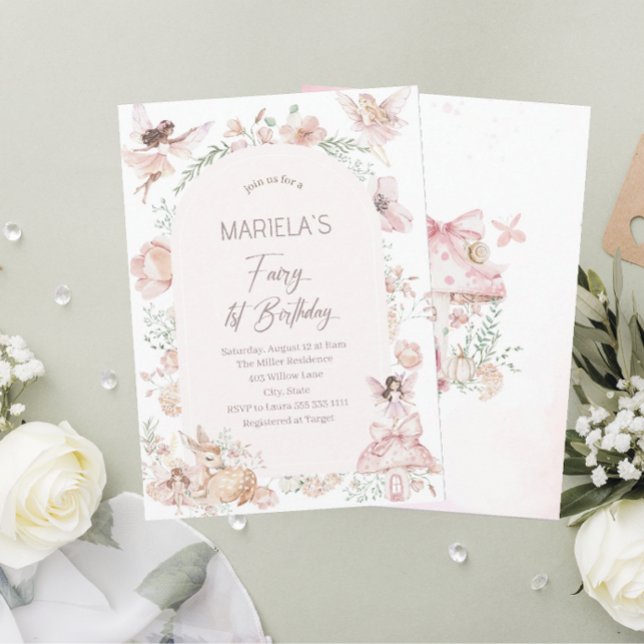 Elegant Watercolor Fairy First Birthday  Baby Show Invitation (Creator Uploaded)