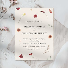 Elegant Watercolor Fall Autumn Wildflower Wedding Invitation