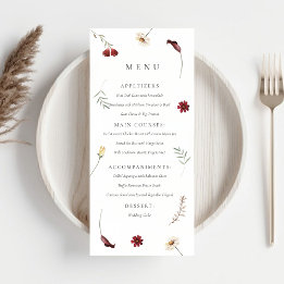 Elegant Watercolor Fall Autumn Wildflower Wedding Menu