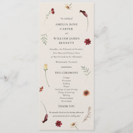 Elegant Watercolor Fall Autumn Wildflower Wedding Programme
