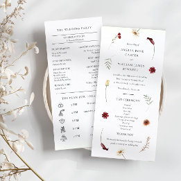 Elegant Watercolor Fall Autumn Wildflower Wedding Programme