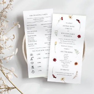 Elegant Watercolor Fall Autumn Wildflower Wedding Programme