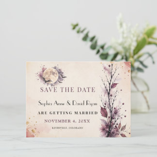 Elegant Watercolor Fall Burgundy Halloween Wedding Save The Date