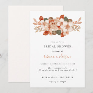 Elegant Watercolor Fall Foliage Bridal Shower Invitation