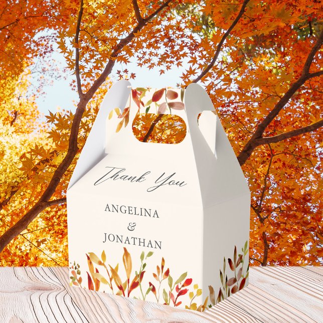 Elegant Watercolor Fall Leaves Autumn Wedding Favour Box (Creator Uploaded)