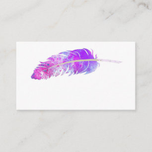 elegant watercolor feather blue and purple business card