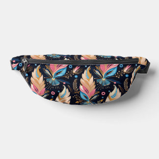 Elegant Watercolor Feathers Navy Blue Pink And Tea Bum Bags