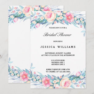 Elegant Watercolor Floral 1st Bridal Shower Invitation