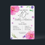 Elegant Watercolor Floral 40th Birthday Invitation<br><div class="desc">Celebrate a milestone with this elegant watercolor floral 40th birthday invitation, featuring a beautiful hand-painted floral design on a watercolor paper textured background for a unique, artistic touch. Perfect for a classy and memorable celebration, this invite offers fully editable text so you can easily personalize all the details. Designed for...</div>