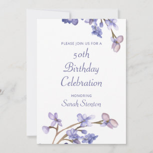 Elegant Watercolor Floral 50th Birthday Invitation