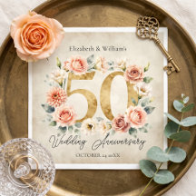 Elegant Watercolor Floral 50th Wedding Anniversary