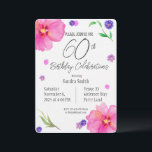 Elegant Watercolor Floral 60th Birthday Invitation<br><div class="desc">Celebrate a milestone with this elegant watercolor floral 60th birthday invitation, featuring a beautiful hand-painted floral design on a watercolor paper textured background for a unique, artistic touch. Perfect for a classy and memorable celebration, this invite offers fully editable text so you can easily personalise all the details. Designed for...</div>