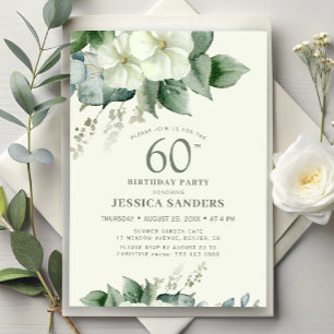 Elegant watercolor floral 60th birthday party invitation