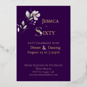 Elegant Watercolor Floral 60th Birthday Rose Gold