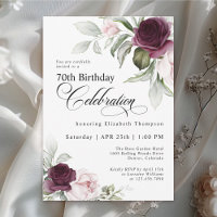 Elegant Watercolor Floral 70th Birthday