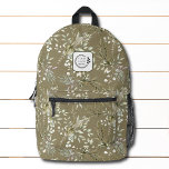 Elegant Watercolor Floral Add Logo Corporate Printed Backpack<br><div class="desc">Elegant Watercolor Floral Add Logo Corporate Backpack features an elegant watercolor floral pattern in shades of green and white with your custom business logo. Perfect for corporate gifts,  school,  sports,  gym,  travel and more. Designed by ©2024 Evco Studio www.zazzle.com/store/evcostudio</div>