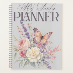 Elegant Watercolor Floral and Butterfly Daily  Planner
