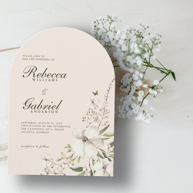 Elegant Watercolor Floral Arch Wedding Invitation (Creator Uploaded)