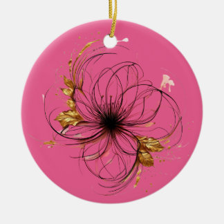 Elegant Watercolor Floral Art Ceramic Tree Decoration