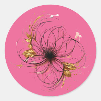 Elegant Watercolor Floral Art Classic Round Sticker