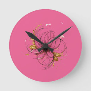 Elegant Watercolor Floral Art Round Clock