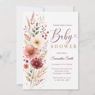 Elegant Watercolor Floral Baby Shower Invitation