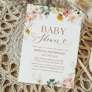 Elegant Watercolor Floral Baby Shower Invitation