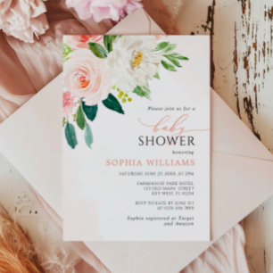 Elegant Watercolor Floral Baby Shower Invitation
