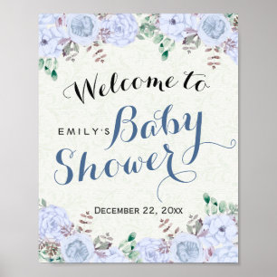 Elegant Watercolor Floral Baby Shower Welcome Sign