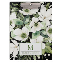 Elegant watercolor floral black and white