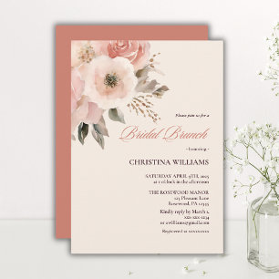 Elegant Watercolor Floral Blush Pink Bridal Brunch Invitation