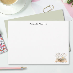 Elegant Watercolor Floral Books Personalised Card