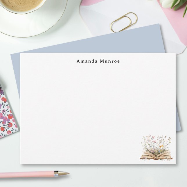 Elegant Watercolor Floral Books Personalised  Card (Creator Uploaded)