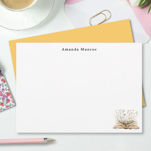 Elegant Watercolor Floral Books Personalised Card