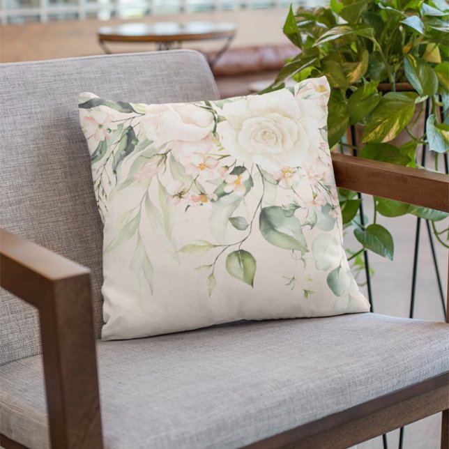 Elegant Watercolor Floral Botanical Blush Pink  Cushion (Creator Uploaded)
