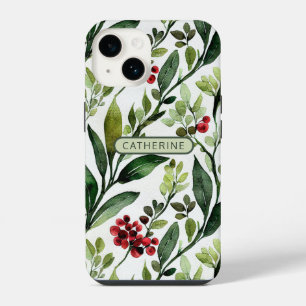 Elegant Watercolor Floral Botanical Name iPhone 14 Case