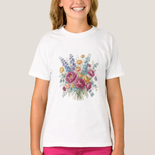 Elegant Watercolor Floral Bouquet Illustration T-S T-Shirt
