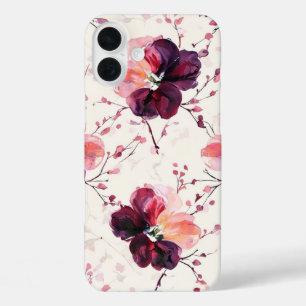 Elegant Watercolor Floral & Branches Pattern iPhone 16 Plus Case