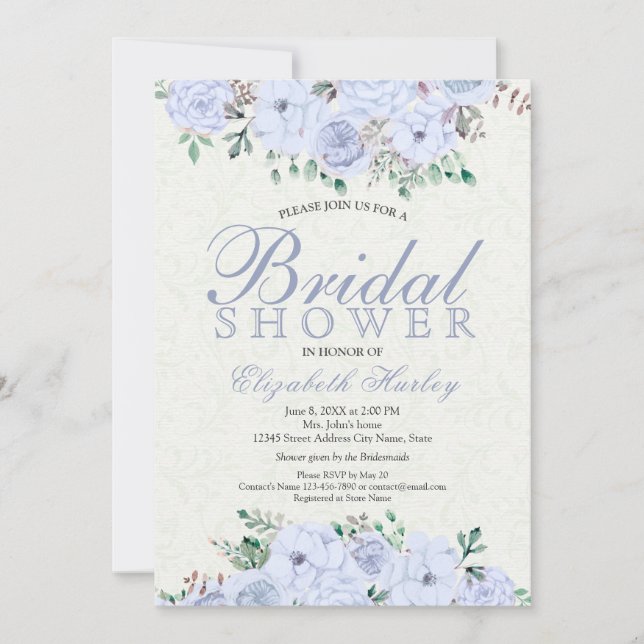 Elegant Watercolor Floral Bridal Shower Invitation (Front)
