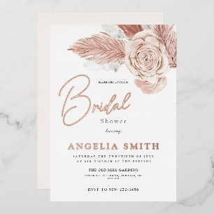 Elegant Watercolor Floral Bridal Shower Real Foil
