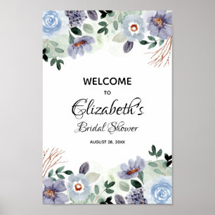 Elegant Watercolor Floral Bridal Shower Sign